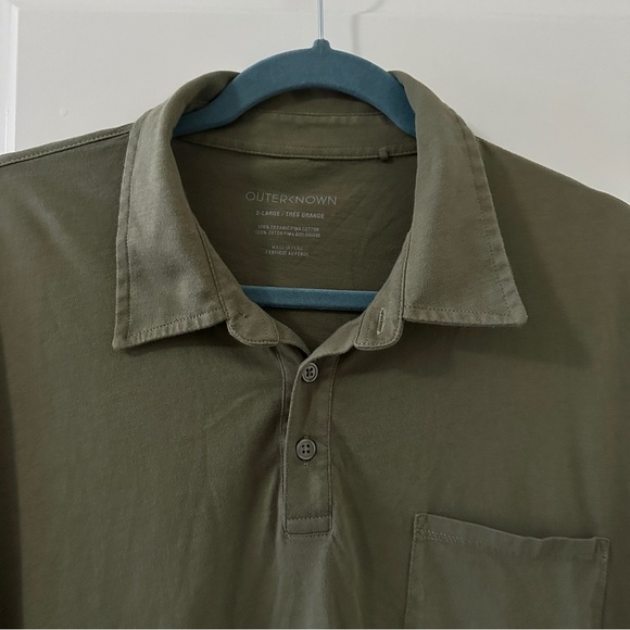Outerknown Sage Green Short Sleeve Polo Shirt Men's Size XL Preppy Classic - Picture 3 of 15